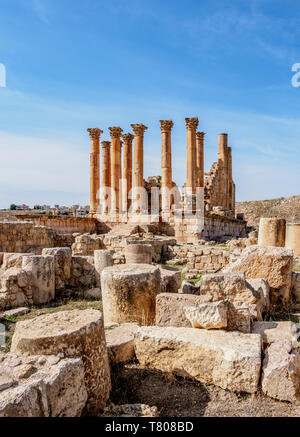 Temple d'Artémis, Jerash, gouvernorat de Jerash, Jordanie, Moyen-Orient Banque D'Images