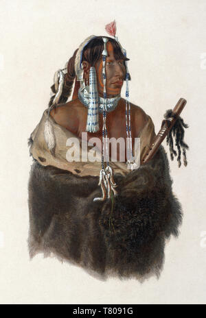 Native American Indian Warrior Mandan, 1830 Banque D'Images