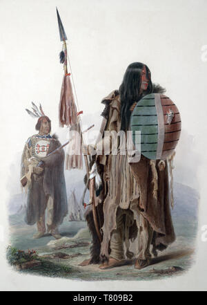 Native American Indians Assiniboine, années 1830 Banque D'Images