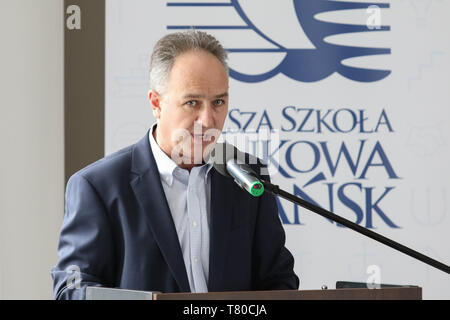 Gdansk, Pologne. 9 mai, 2019 Docteur Jaroslaw Och est vu au cours du débat de l'initiative des candidats dans la région de Poméranie à l'Union européenne élections au Parlement européen. Le débat a été organisé à Wyzsza Szkola Bankowa (WSB) Vadim Pacajev / Alamy Live News Banque D'Images