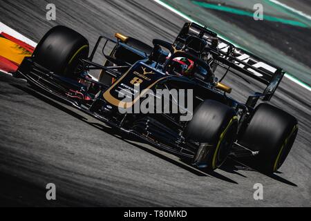 Barcelone, Espagne. 10 mai, 2019. Barcelone, . 10 Mai, 2019 : Romain Grosjean (FRA) de team Haas dans sa VF-19 durs lors de la première session de la pratique de l'espagnol GP sur le circuit de Catalunya Crédit : Matthias Rickenbach/Alamy Live News Banque D'Images