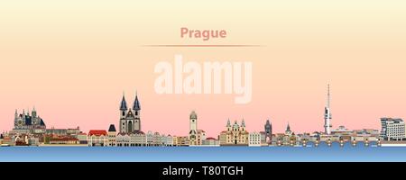 Vecteur de Prague city skyline at sunrise Illustration de Vecteur