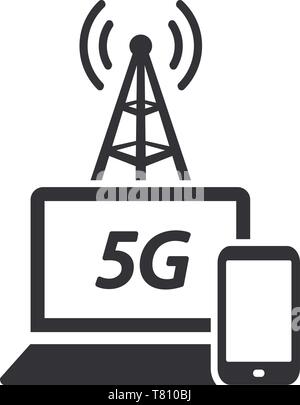 Ordinateur portable et smartphone avec un accès à une connexion internet icône vecteur symbole Illustration de Vecteur