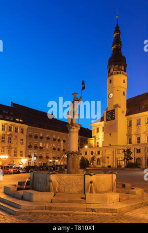 Hôtel de ville à la place Hauptmarkt, Bautzen, Haute Lusace, en Saxe, Allemagne, Europe Banque D'Images