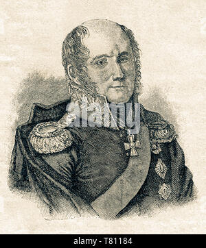 Un célèbre commandant russe, le Prince Barclay de Tolly fut un héros de la Première Guerre patriotique et anti-Campagnes de Napoléon en Europe. L'amélioration de la reproduction numérique illustré sommaire de la vie de l'humanité au 19e siècle, édition 1901, Marx Publishing House, Saint-Pétersbourg. Banque D'Images