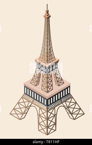 Vector icône 3D isométrique de la Tour Eiffel Illustration de Vecteur