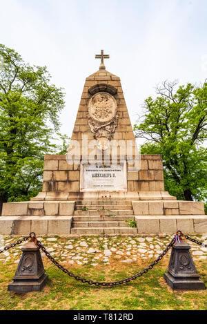 Le monument à l'empereur Alexandre II à Bunardzhik tepe - Colline des libertadors dans ville de Plovdiv, en Bulgarie. Banque D'Images