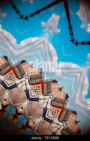 Ipswich, Suffolk, UK - kaleidoscope image de la Waterfront / Neptune Marina. Banque D'Images