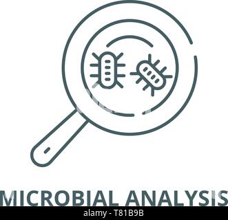 L'analyse microbienne, l'icône de la ligne du vecteur concept linéaire, contour affiche, symbole Illustration de Vecteur