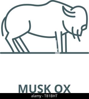 Le bœuf musqué, l'icône de la ligne du vecteur concept linéaire, contour affiche, symbole Illustration de Vecteur