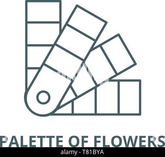 Palette de fleurs sur l'icône de la ligne du vecteur linéaire, concept, contours affiche, symbole Illustration de Vecteur