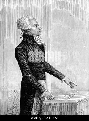 Gravure de Maximilien FranÃ§ois Marie Isidore de Robespierre (1758 - 1794) Avocat et homme politique français, et l'un des plus connus et des plus influentes associées à la Révolution française. Lui aussi était finalement guillotiné. Banque D'Images