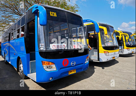 La Ville d'Iloilo, Philippines, Province d'Iloilo - Février 27, 2010 : trois bus de la société Ceres liner la queue à l'Tagbak Bus Terminal Banque D'Images