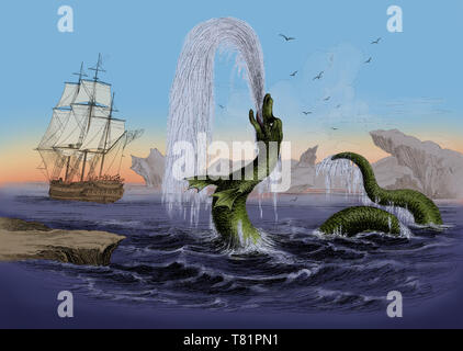 Serpent de mer, monstre légendaire Banque D'Images