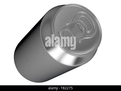 En aluminium brossé régulièrement sans marque un peut sur un fond studio blanc isolé - 3D render Banque D'Images