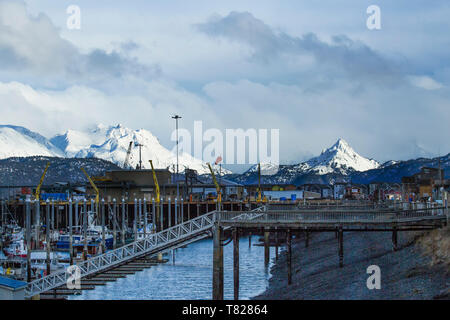 Harbour sur Homer Spit, Alaska Banque D'Images