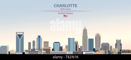 Charlotte city skyline on beau fond de jour vector illustration Illustration de Vecteur