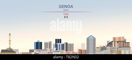 Genoa city skyline on beau fond de jour vector illustration Illustration de Vecteur