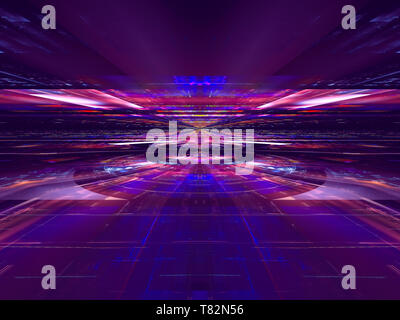 Paysage futuriste avec spacestation - abstract image générée numériquement Banque D'Images