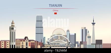 Tianjin city skyline on beau fond de jour vector illustration Illustration de Vecteur