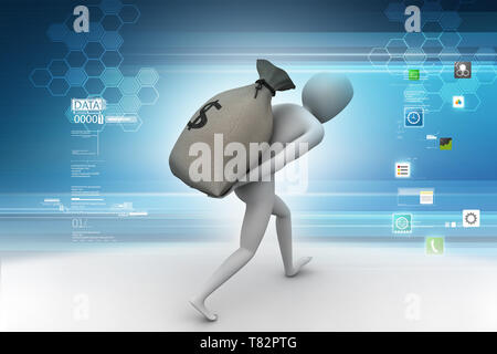 Homme portant le sac dollar Banque D'Images