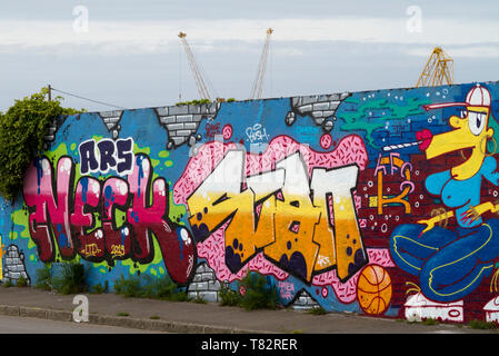 Tag et graffiti sur les murs de Brest, Finistère, Bretagne Banque D'Images