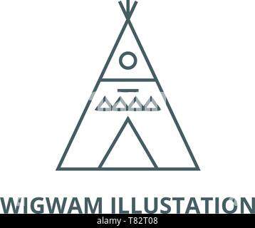 L'icône de la ligne du vecteur illustation Wigwam, concept linéaire, contour affiche, symbole Illustration de Vecteur