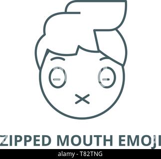 La bouche fermée, l'icône de la ligne du vecteur emoji concept linéaire, contour affiche, symbole Illustration de Vecteur