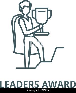 Leaders Award l'icône de la ligne du vecteur linéaire, concept, contours affiche, symbole Illustration de Vecteur