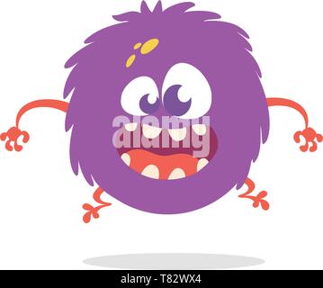 Funny cartoon monster avec grande gueule. Vector illustration monstre violet. Conception d'Halloween Illustration de Vecteur