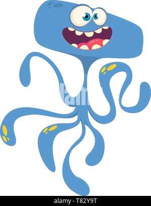Cute cartoon monster alien ou le poulpe. Vector illustration. Design pour enfants, livre, autocollant ou d'impression décoration parti Illustration de Vecteur