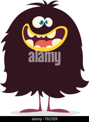 Cute cartoon monster en souriant. Vector illustration of black monster sur de minuscules pattes. Conception d'Halloween Illustration de Vecteur