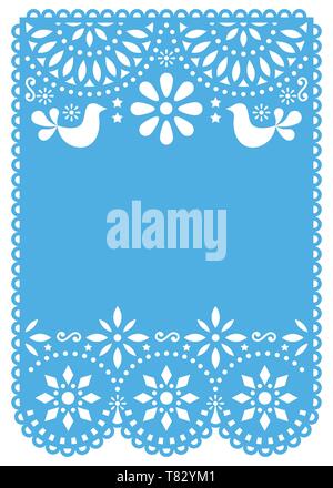 Papel Picado invitation de mariage ou d'une carte de vœux - modèle vecteur papier mexicain décoration découpe sans texte Illustration de Vecteur