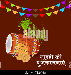 Vector illustration d'un arrière-plan pour professionnels Lohri. Banque D'Images