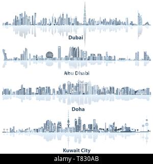 Illustrations vectorielles de Dubaï, Abu Dhabi et du Koweït d'horizon de la ville Illustration de Vecteur