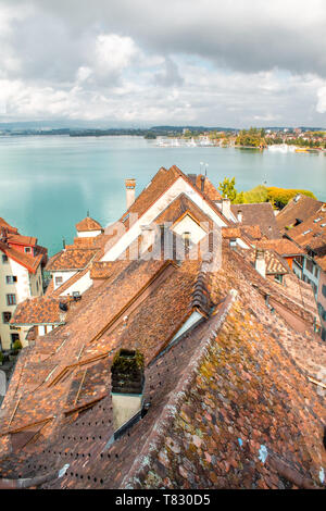 Abri international dans la partie ancienne de Lucerne avec ses bâtiments historiques. Banque D'Images