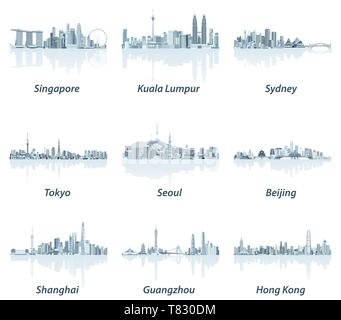 Vector illustration de villes asiatiques skylines Illustration de Vecteur