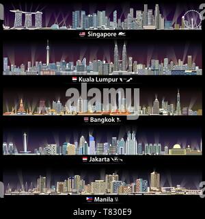 Illustrations vectorielles de villes asiatiques skylines Illustration de Vecteur