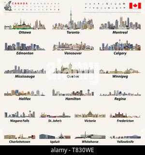 Les plus grandes villes canadiennes vecteur et tous les membres d'horizon capitales Illustration de Vecteur