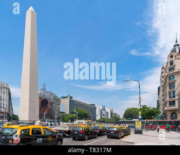 L'Obelisco (obélisque), Plaza de la Republica, Avenida 9 de Julio, Buenos Aires, Argentine Banque D'Images