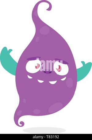 Mignon et heureux des signes avec la main fantôme cartoon illustration Illustration de Vecteur