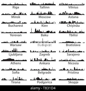 Les villes d'Europe de l'isolé vecteur skylines Illustration de Vecteur