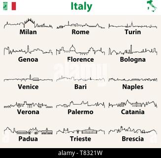 Contour vectoriel icones de villes italiennes skylines Illustration de Vecteur