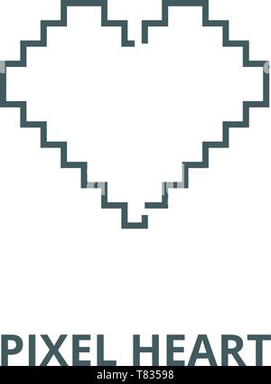 Coeur de pixel sur l'icône de la ligne du vecteur linéaire, concept, contours affiche, symbole Illustration de Vecteur