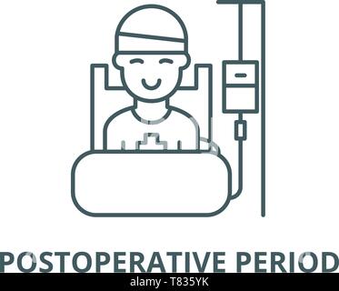 Période postopératoire, l'icône de la ligne du vecteur concept linéaire, contour affiche, symbole Illustration de Vecteur