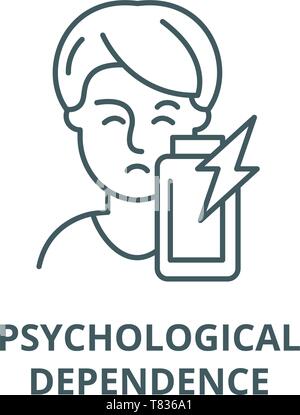 La dépendance psychologique, l'icône de la ligne du vecteur concept linéaire, contour affiche, symbole Illustration de Vecteur