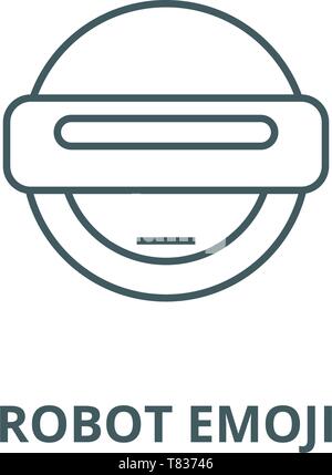 L'icône de la ligne du vecteur emoji Robot linéaire, concept, contours affiche, symbole Illustration de Vecteur