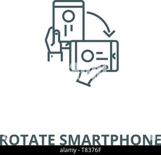Faire pivoter l'icône de la ligne du vecteur smartphone concept linéaire, contours, signe, symbole Illustration de Vecteur