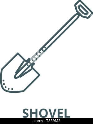 L'icône de la ligne du vecteur pelle, concept linéaire, contour affiche, symbole Illustration de Vecteur
