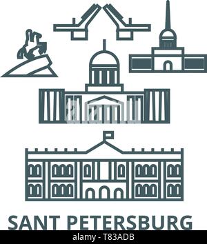 Sant Petersburg, Russie, l'icône de la ligne du vecteur concept linéaire, contour affiche, symbole Illustration de Vecteur